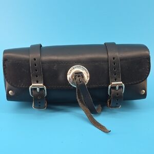 Harley-Davidson Black Leather Motorcycle Tool Bag With Silver Logo